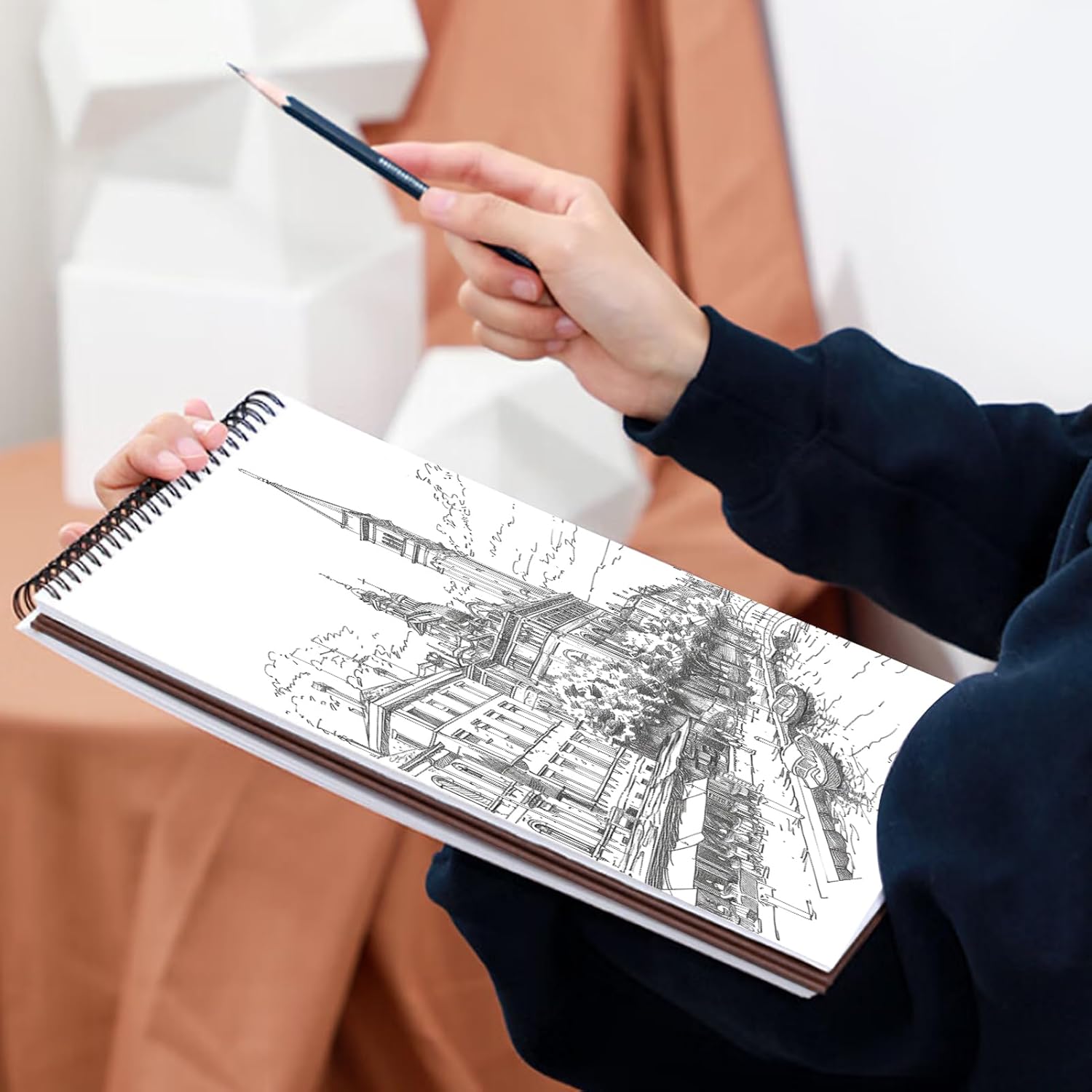 Crehatos 9" x 12" Sketch Book, Top Spiral Bound Sketch Pad - Image 2