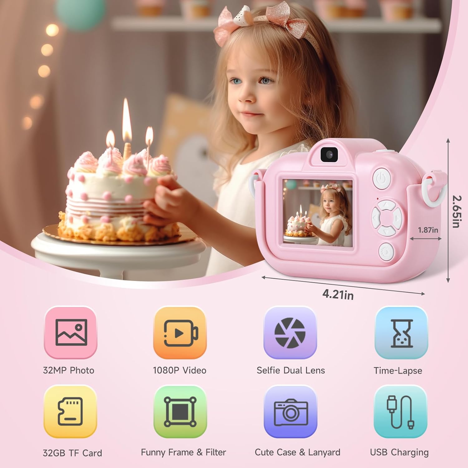 Kids Camera Toys for Girls Age 3-8, Kids Digital Camera - Image 2