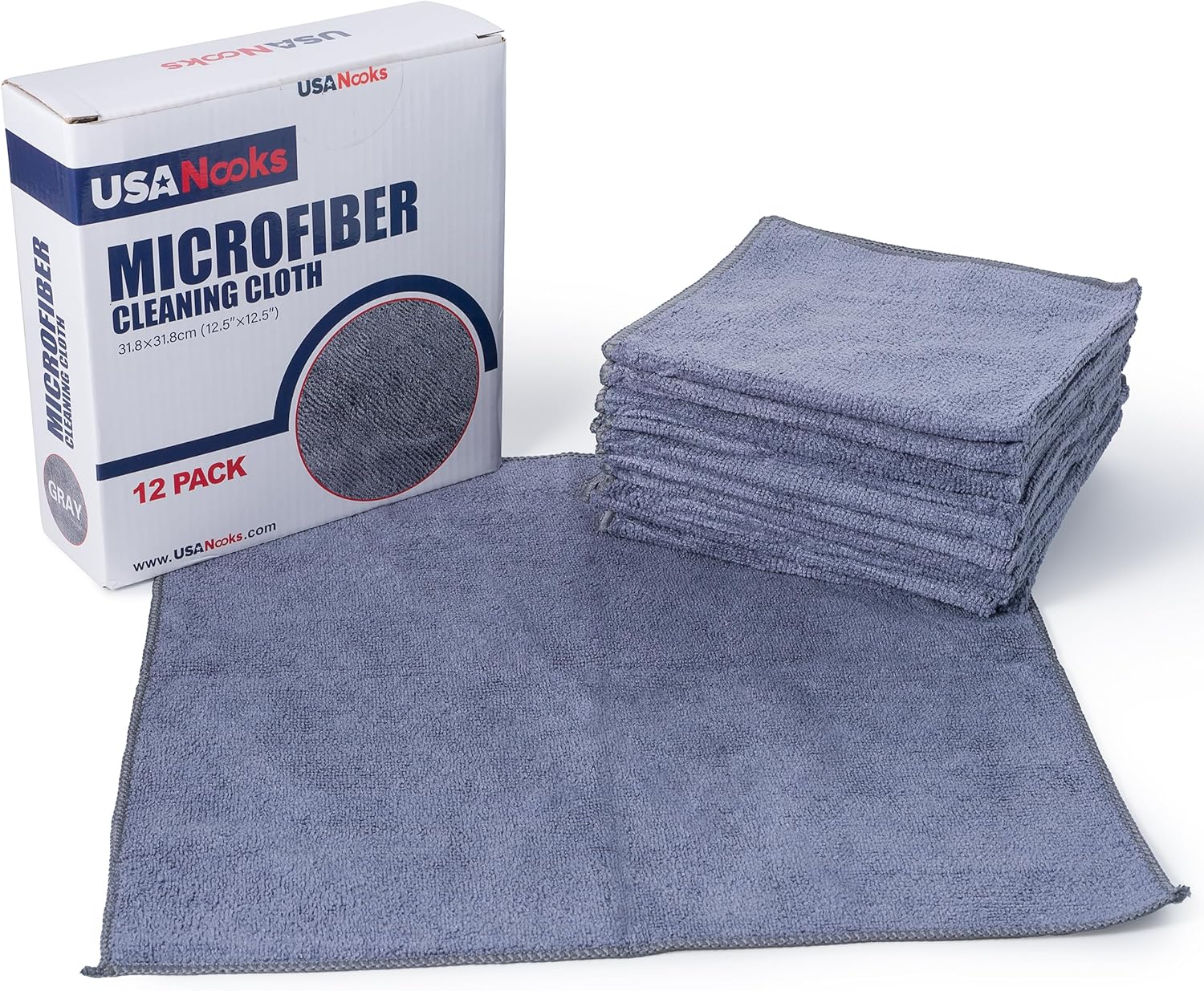 Microfiber Cleaning Cloth Grey - 12 Pcs (12.5"x12.5") - Image 3